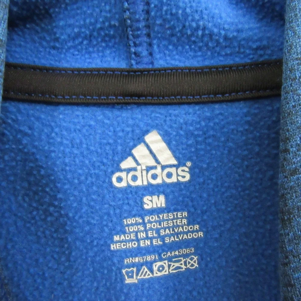 Adidas Mens Pullover Hoodie S Blue Fleece Hooded Pocket‎ Graphic Print
